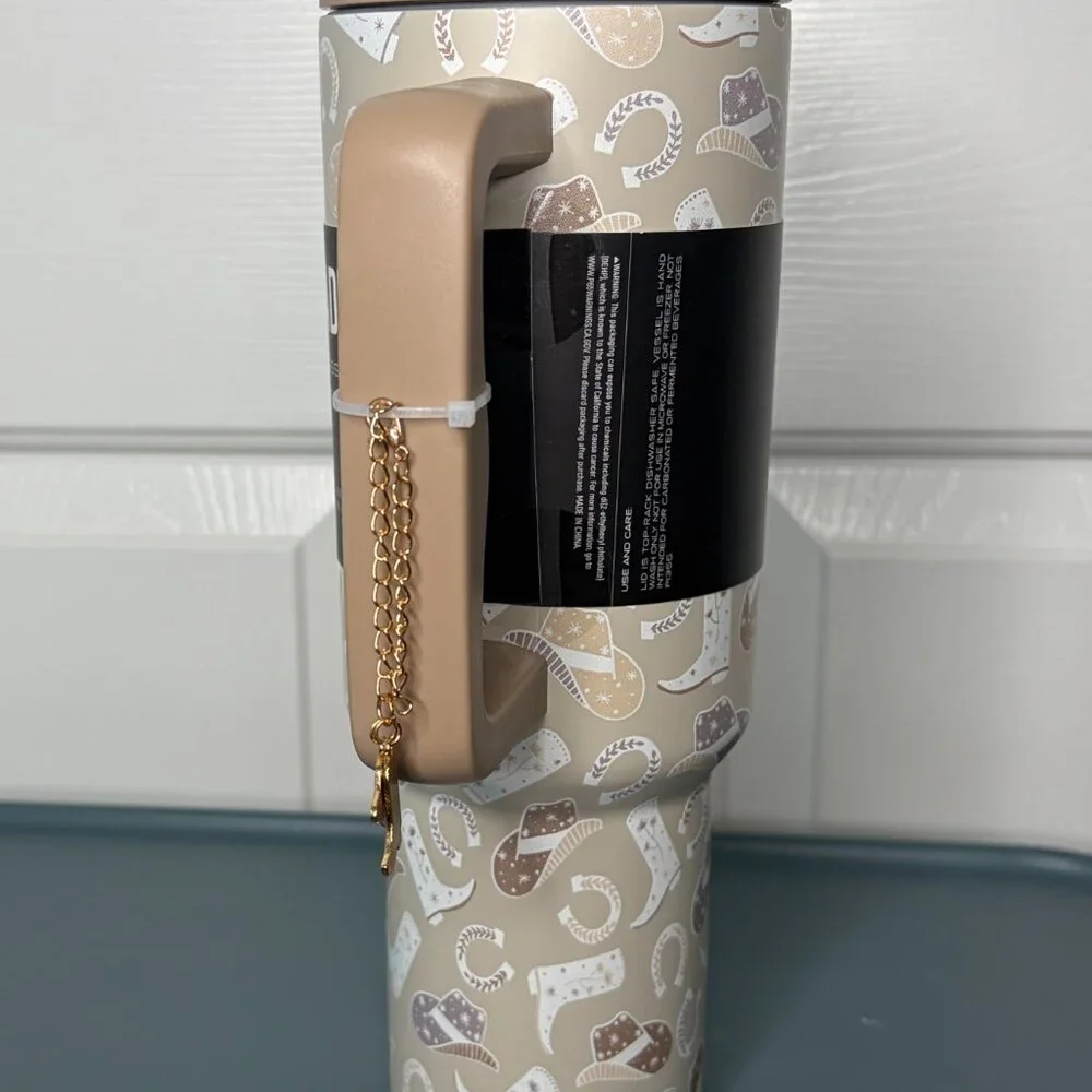 Steve Madden 40oz Insulated Stainless Steel Tumbler Western Theme Cup w/ Handle